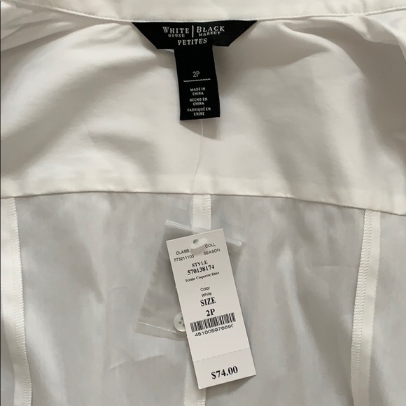 BRAND NEW WITH TAGS White 3/4 Sleeve Fitted Blouse - Picture 4 of 4